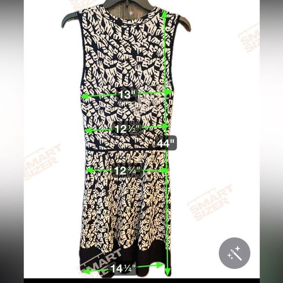 Eliza J. Sz M Navy Blue Print Sleeveless Drop Waist Luxury Knit Dress - Picture 7 of 8